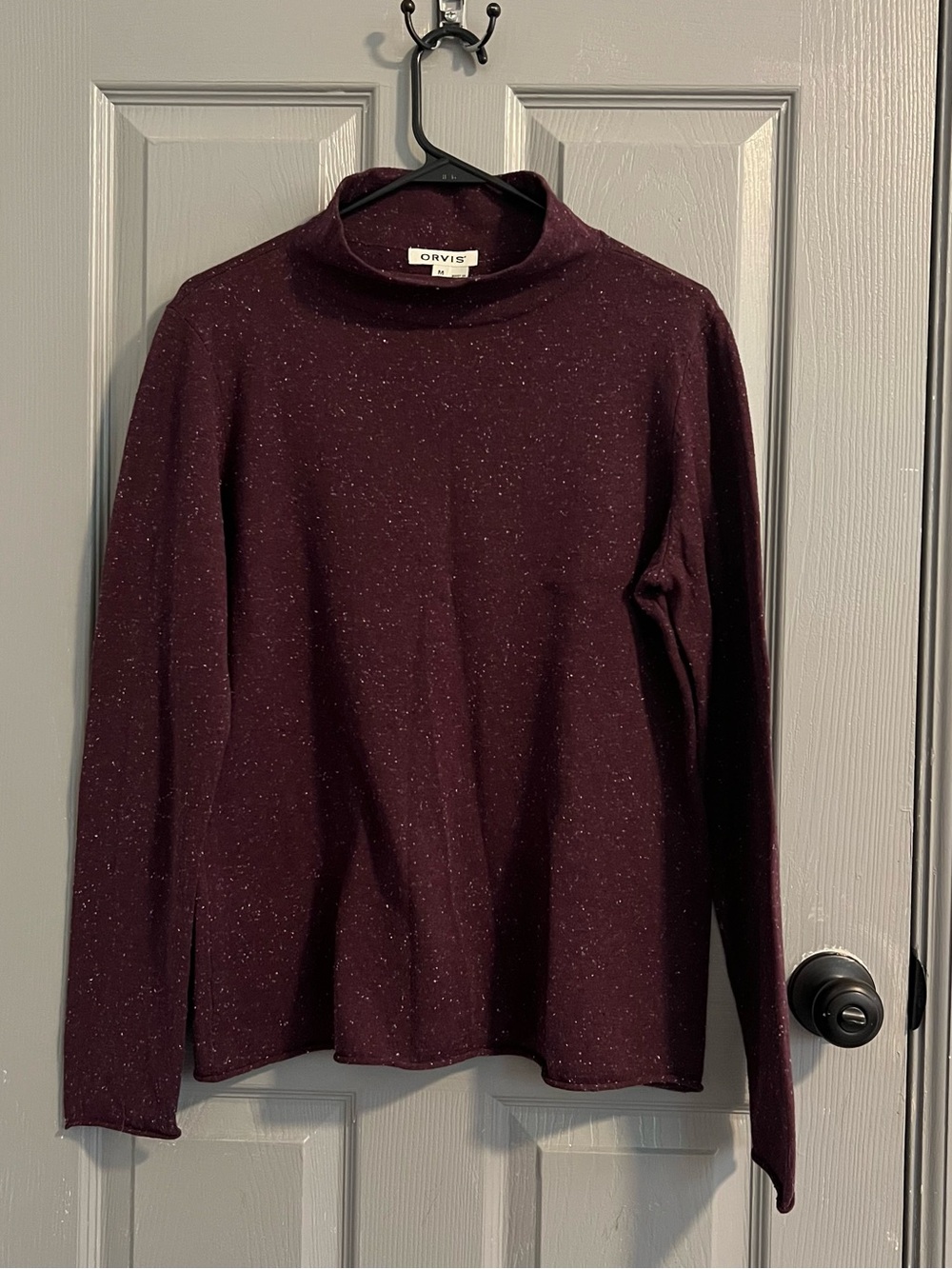 Orvis Women's Long Sleeve Deep Plum Bright Flecks Cotton Cashmere Cabin Classic